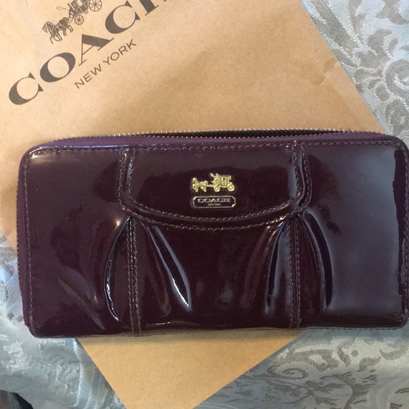 Coach Handbags - Coach - deep plum patent leather wallet